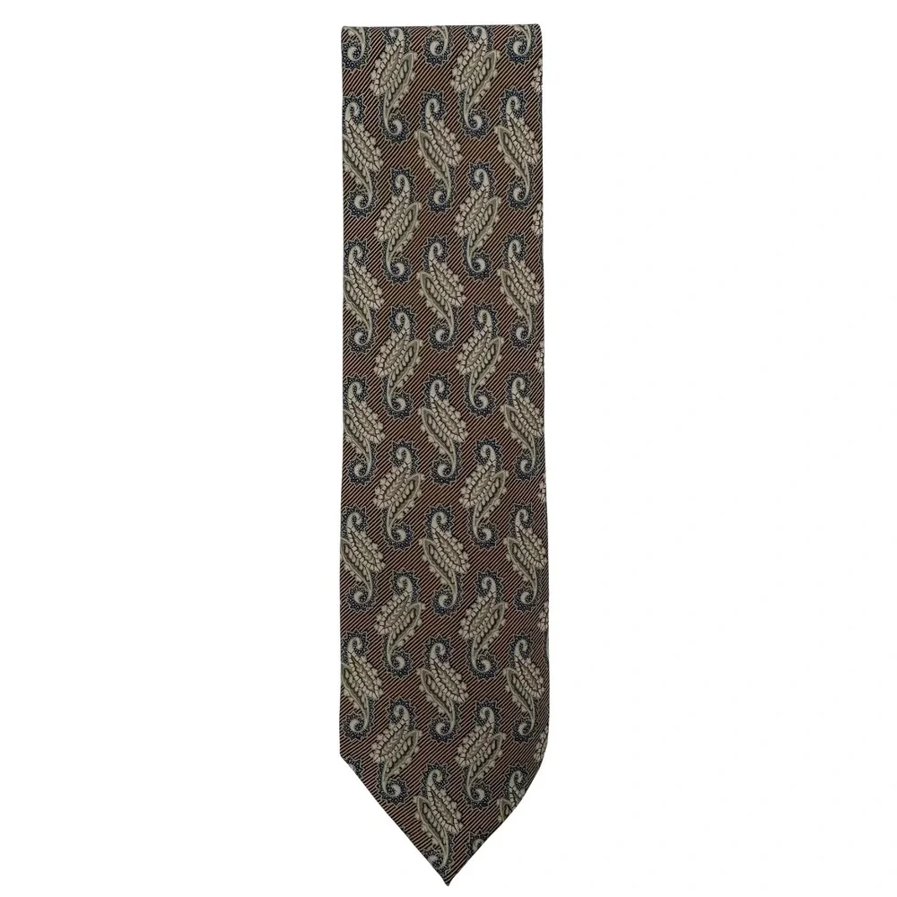 Giorgio Armani Cravatte Silk Necktie Mens 56 x 3.75 Brown Blue Paisley‎ Tie